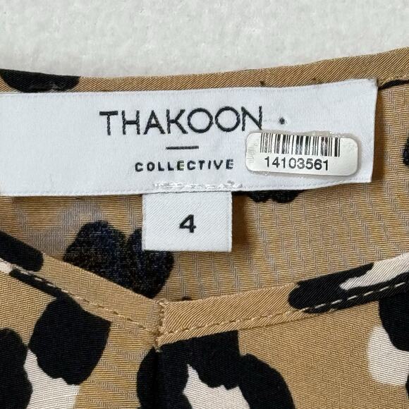 Thakoon Collective Women Brown Animal Print Slip Dress 4 - Picture 2 of 7